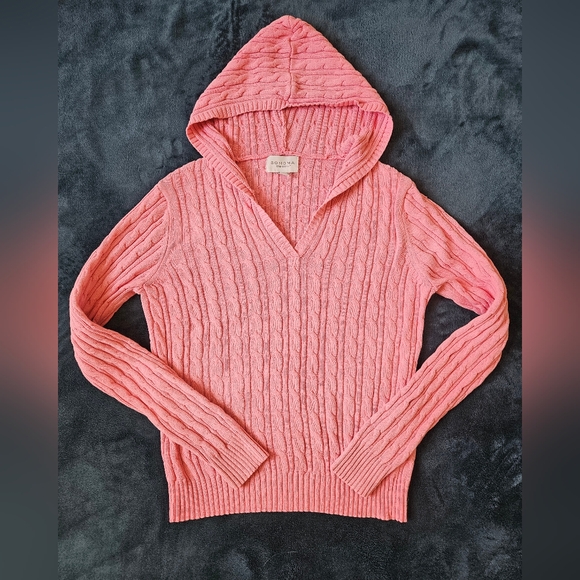Sweaters - Sonoma Women's Pink Knit Pullover Sweater Size Medium Hoodie Long Sleeve
